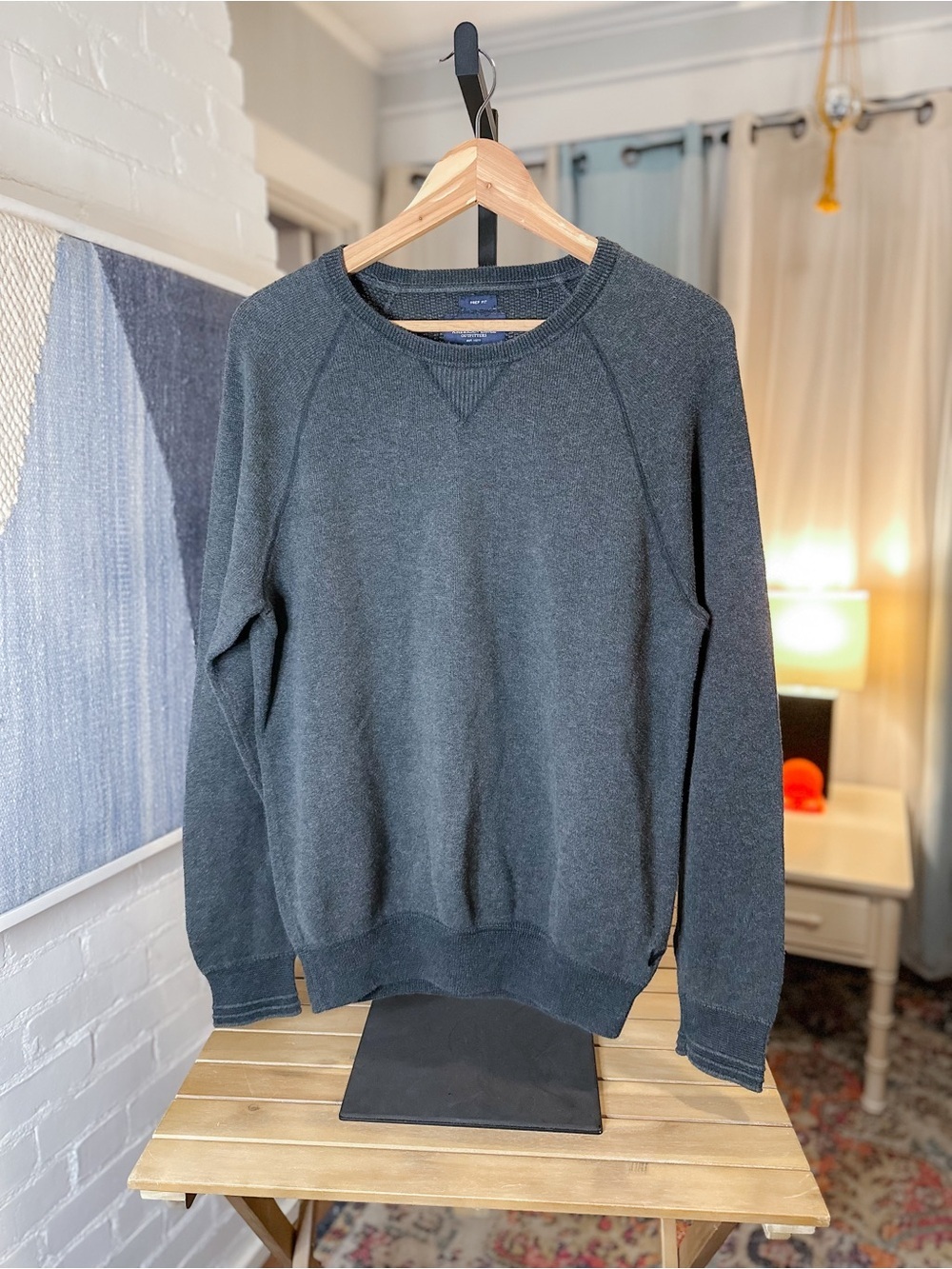 American Eagle Grey Sweater with Ribbed Arms and Hem